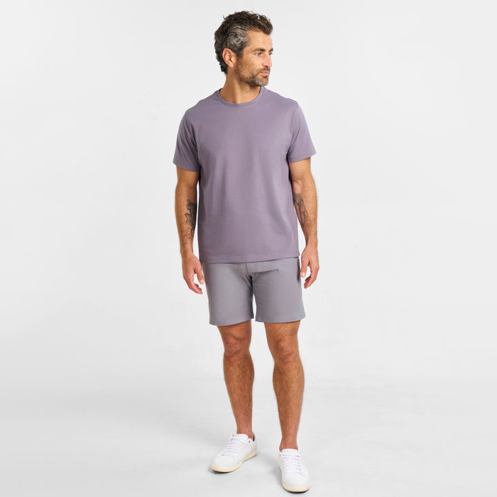 Ash & Erie Lavender Pima Cotton Crew Neck T-Shirt for Short Men   Short Sleeve Premium Tee