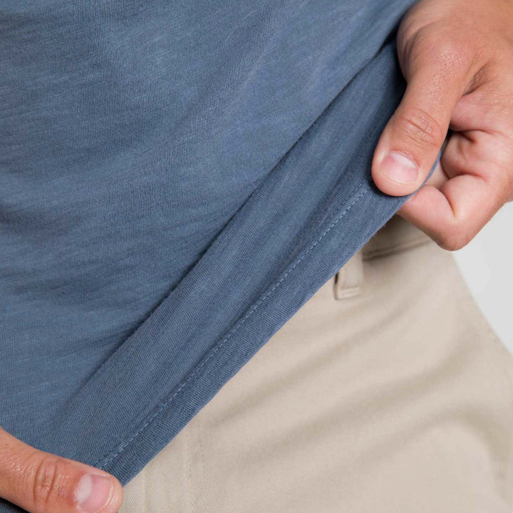 Ash & Erie Lightweight Washed Blue Crew Neck T-Shirt for Short Men   Short Sleeve Premium Tee