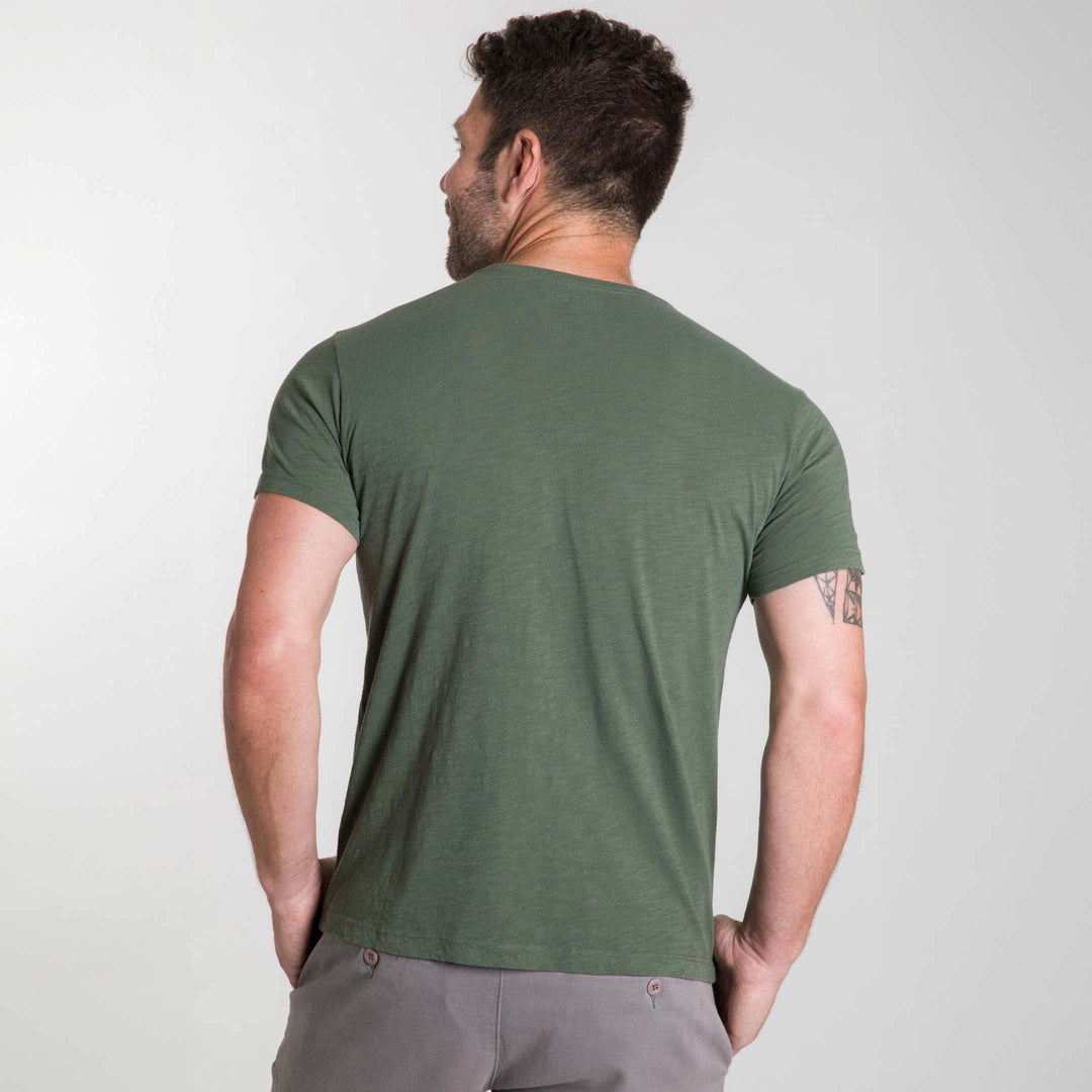 Ash & Erie Lightweight Washed Dark Green Crew Neck T-Shirt for Short Men   Short Sleeve Premium Tee