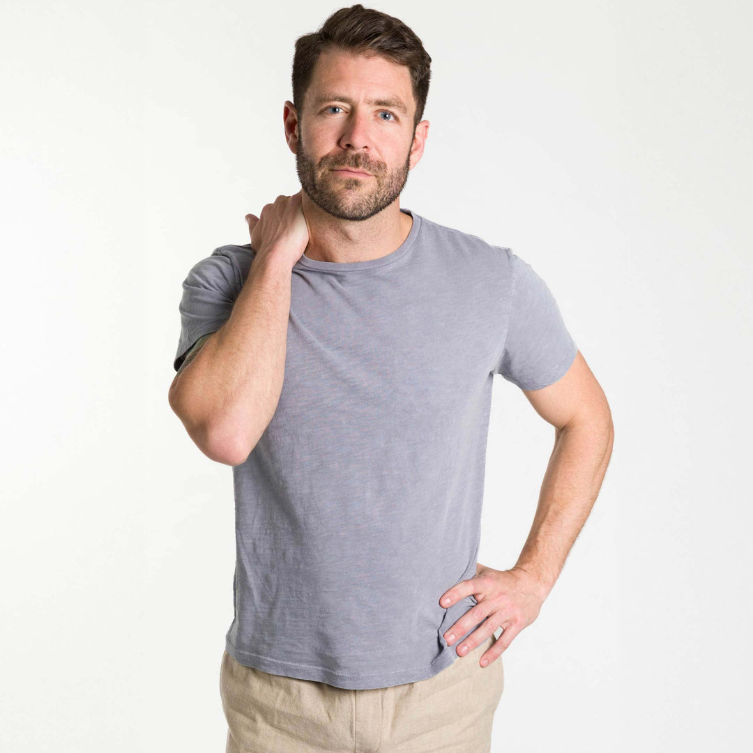 Ash & Erie Lightweight Washed Faded Purple Crew Neck T-Shirt for Short Men   Short Sleeve Premium Tee