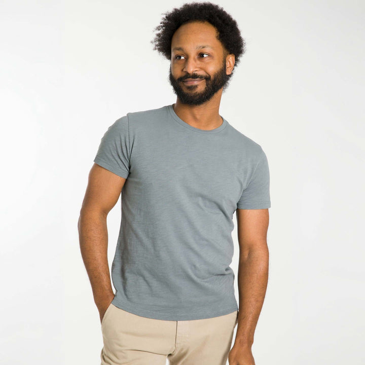 Ash & Erie Lightweight Washed Steel Crew Neck T-Shirt for Short Men   Short Sleeve Premium Tee