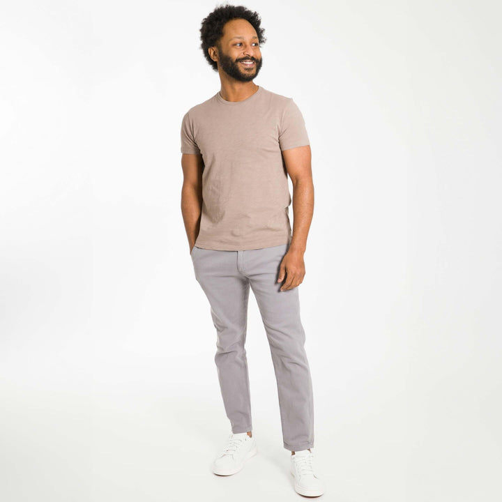 Ash & Erie Lightweight Washed Walnut Crew Neck T-Shirt for Short Men   Short Sleeve Premium Tee