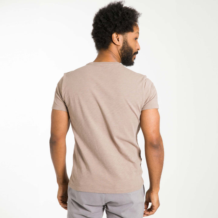 Ash & Erie Lightweight Washed Walnut Crew Neck T-Shirt for Short Men   Short Sleeve Premium Tee