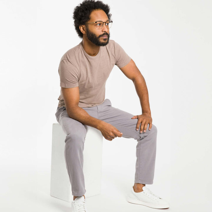 Ash & Erie Lightweight Washed Walnut Crew Neck T-Shirt for Short Men   Short Sleeve Premium Tee