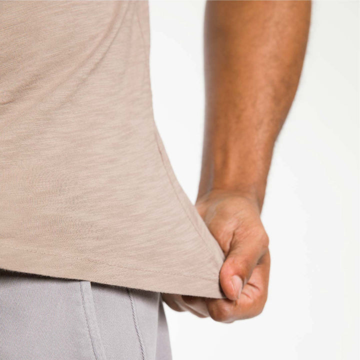 Ash & Erie Lightweight Washed Walnut Crew Neck T-Shirt for Short Men   Short Sleeve Premium Tee