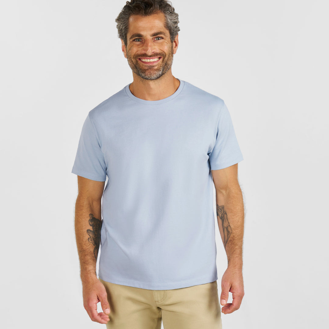 Ash & Erie Mist Pima Cotton Crew Neck T-Shirt for Short Men   Short Sleeve Premium Tee