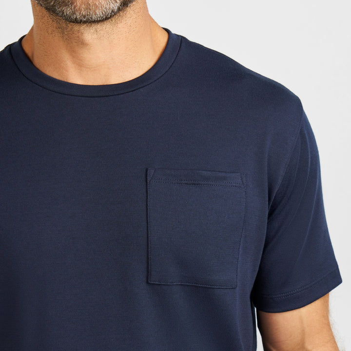 Ash & Erie Navy Micro Pique Crew Neck T-Shirt for Short Men   Short Sleeve Premium Tee