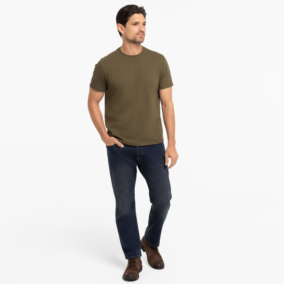 Ash & Erie Olive Pima Cotton Crew Neck T-Shirt for Short Men   Short Sleeve Premium Tee