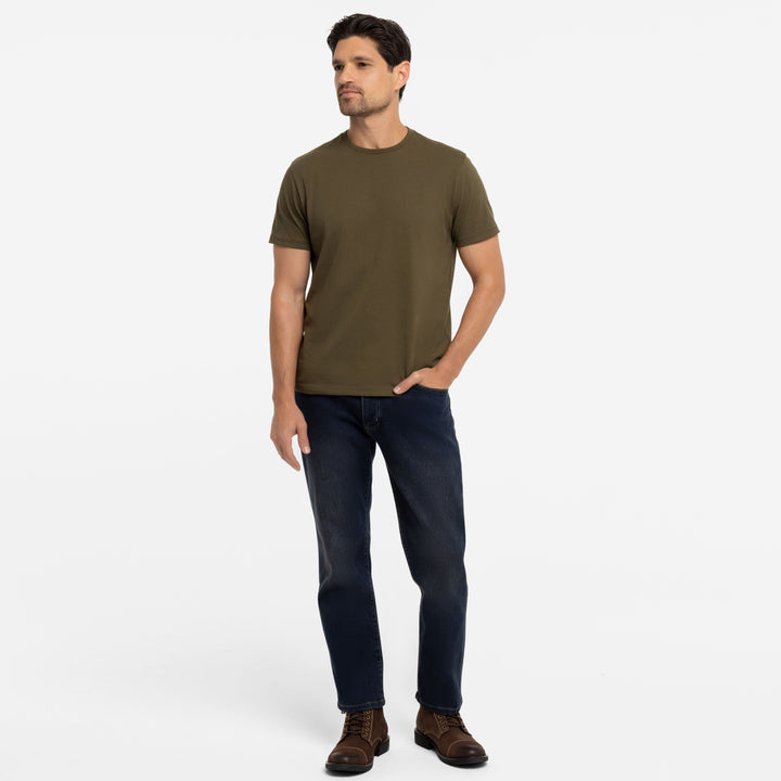 Ash & Erie Olive Pima Cotton Crew Neck T-Shirt for Short Men   Short Sleeve Premium Tee