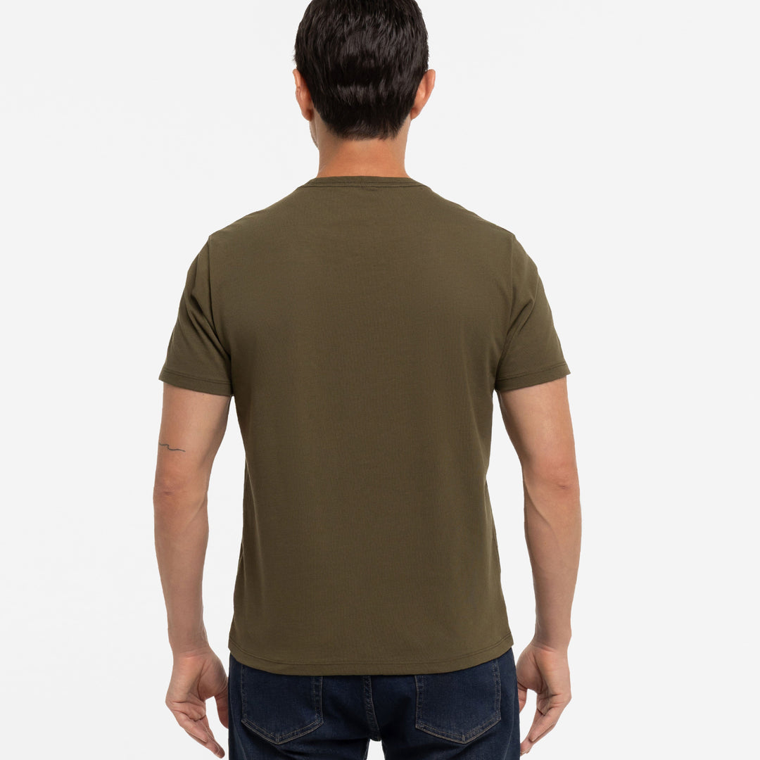 Ash & Erie Olive Pima Cotton Crew Neck T-Shirt for Short Men   Short Sleeve Premium Tee