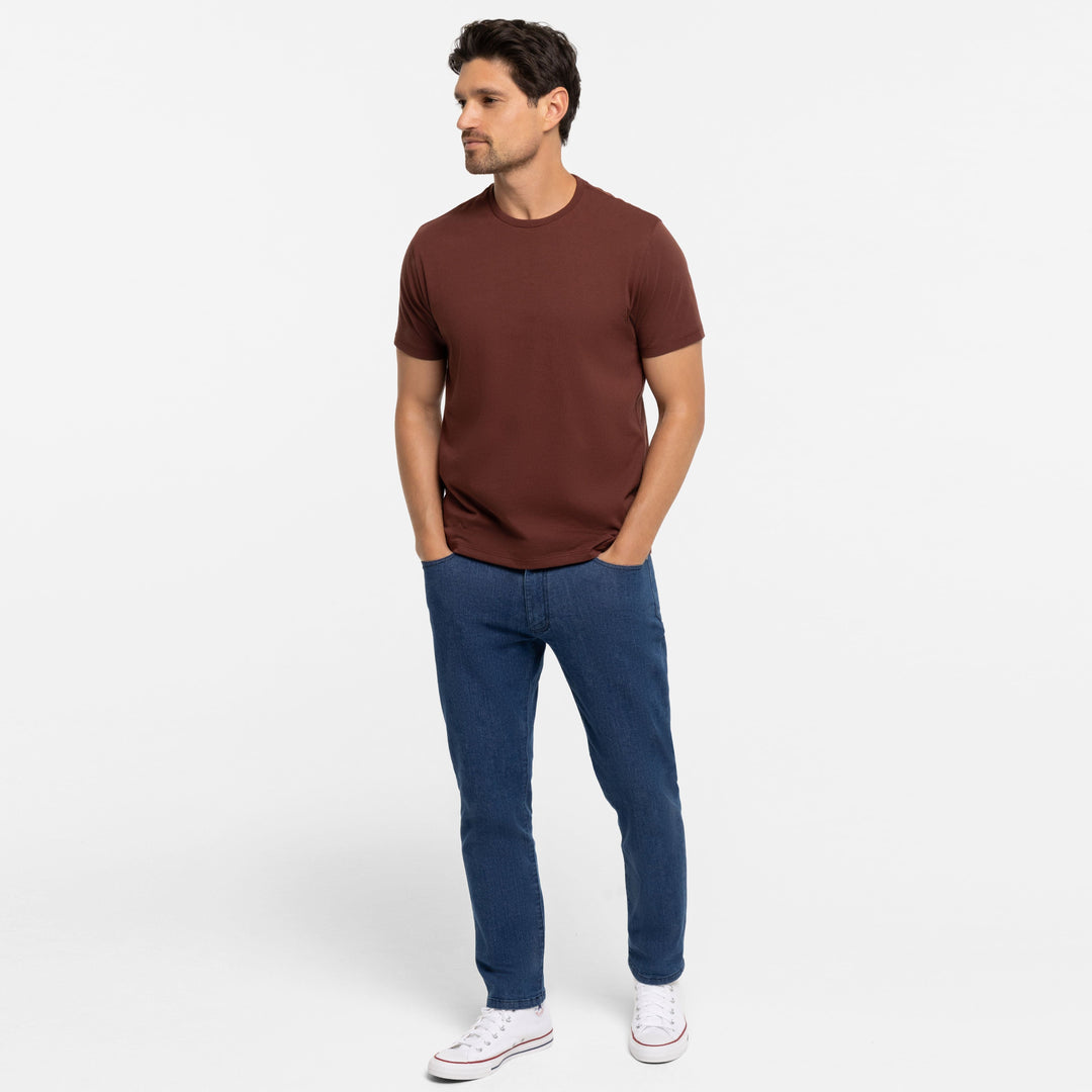 Ash & Erie Rum Pima Cotton Crew Neck T-Shirt for Short Men   Short Sleeve Premium Tee