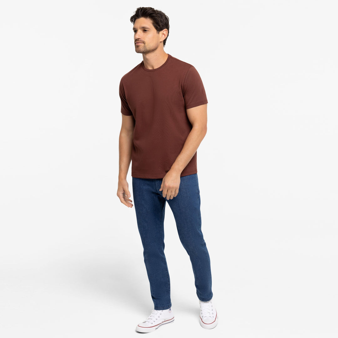 Ash & Erie Rum Pima Cotton Crew Neck T-Shirt for Short Men   Short Sleeve Premium Tee