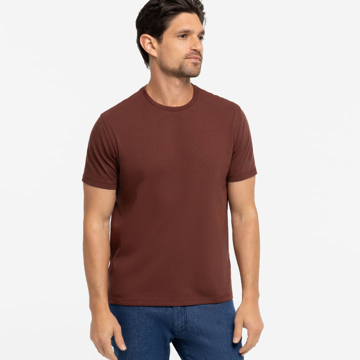 Ash & Erie Rum Pima Cotton Crew Neck T-Shirt for Short Men   Short Sleeve Premium Tee