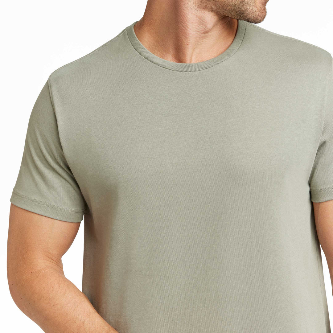 Ash & Erie Sage Green Pima Cotton Crew Neck T-Shirt for Short Men   Short Sleeve Premium Tee