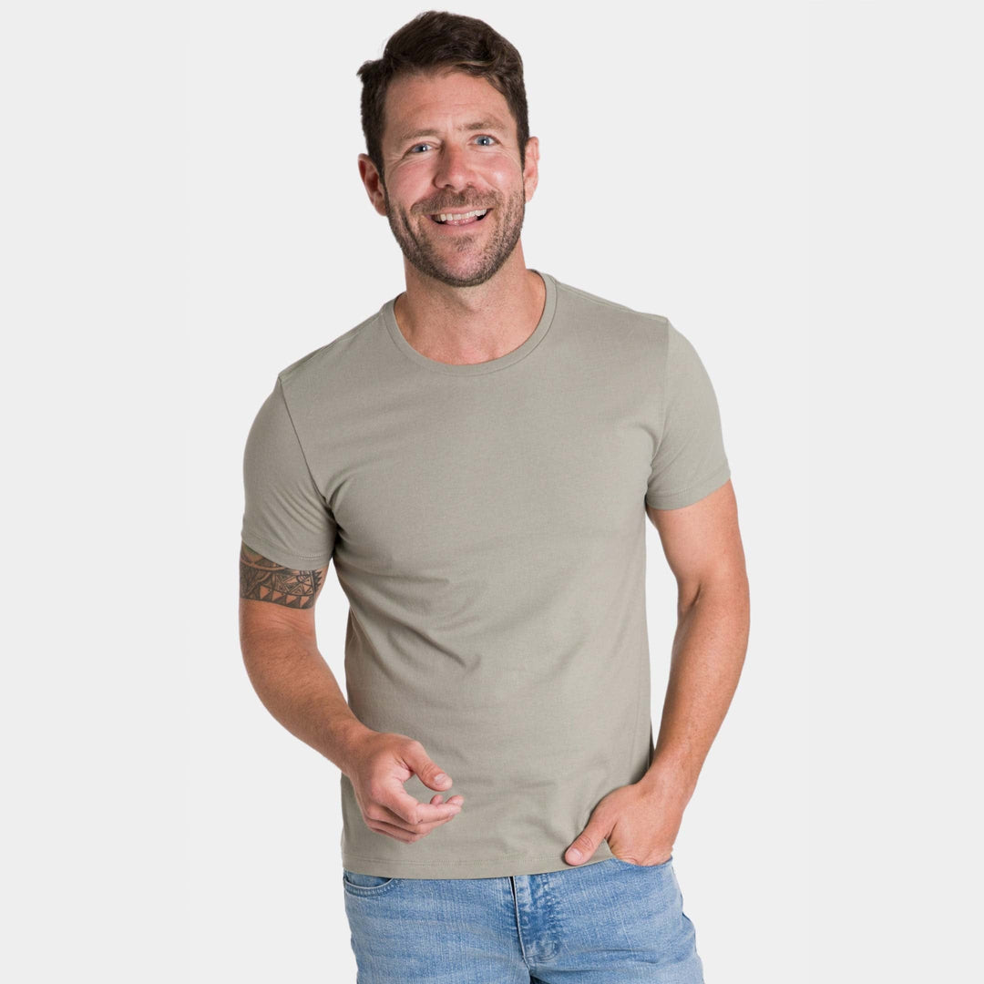 Ash & Erie Sage Green Pima Cotton Crew Neck T-Shirt for Short Men   Short Sleeve Premium Tee