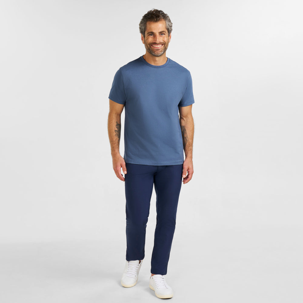 Ash & Erie Slate Pima Cotton Crew Neck T-Shirt for Short Men   Short Sleeve Premium Tee