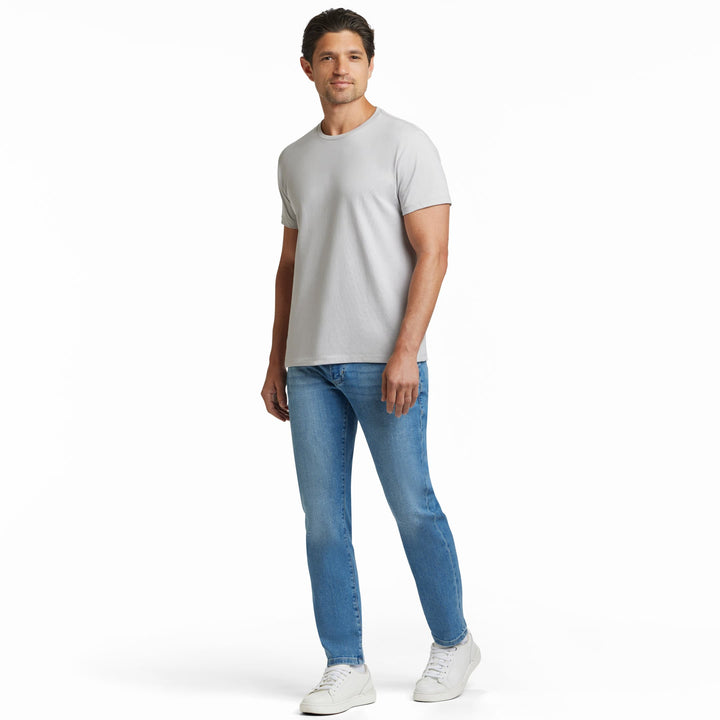 Ash & Erie Space Grey Pima Cotton Crew Neck T-Shirt for Short Men   Short Sleeve Premium Tee