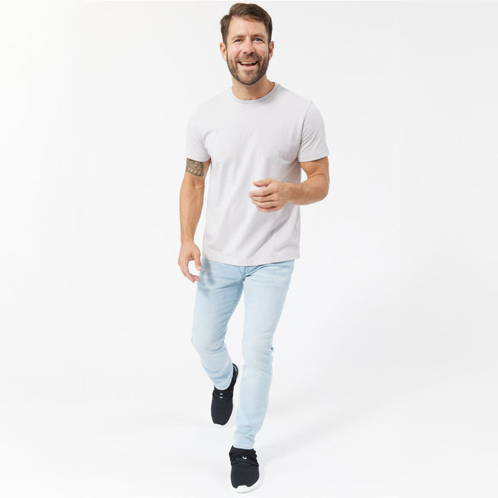 Ash & Erie Space Grey Pima Cotton Crew Neck T-Shirt for Short Men   Short Sleeve Premium Tee