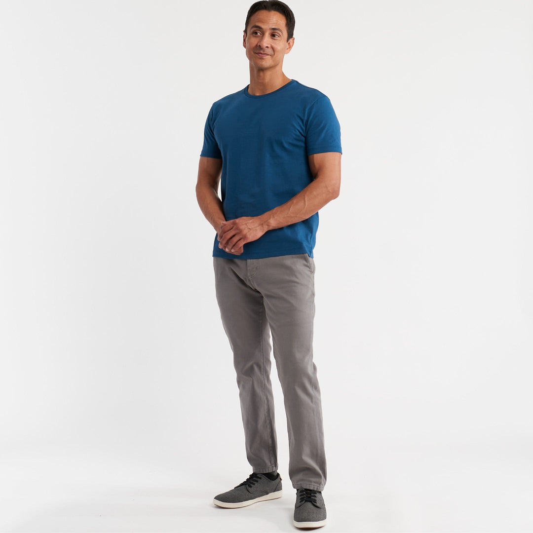 Ash & Erie Tidal Blue Pima Cotton Crew Neck T-Shirt for Short Men   Short Sleeve Premium Tee