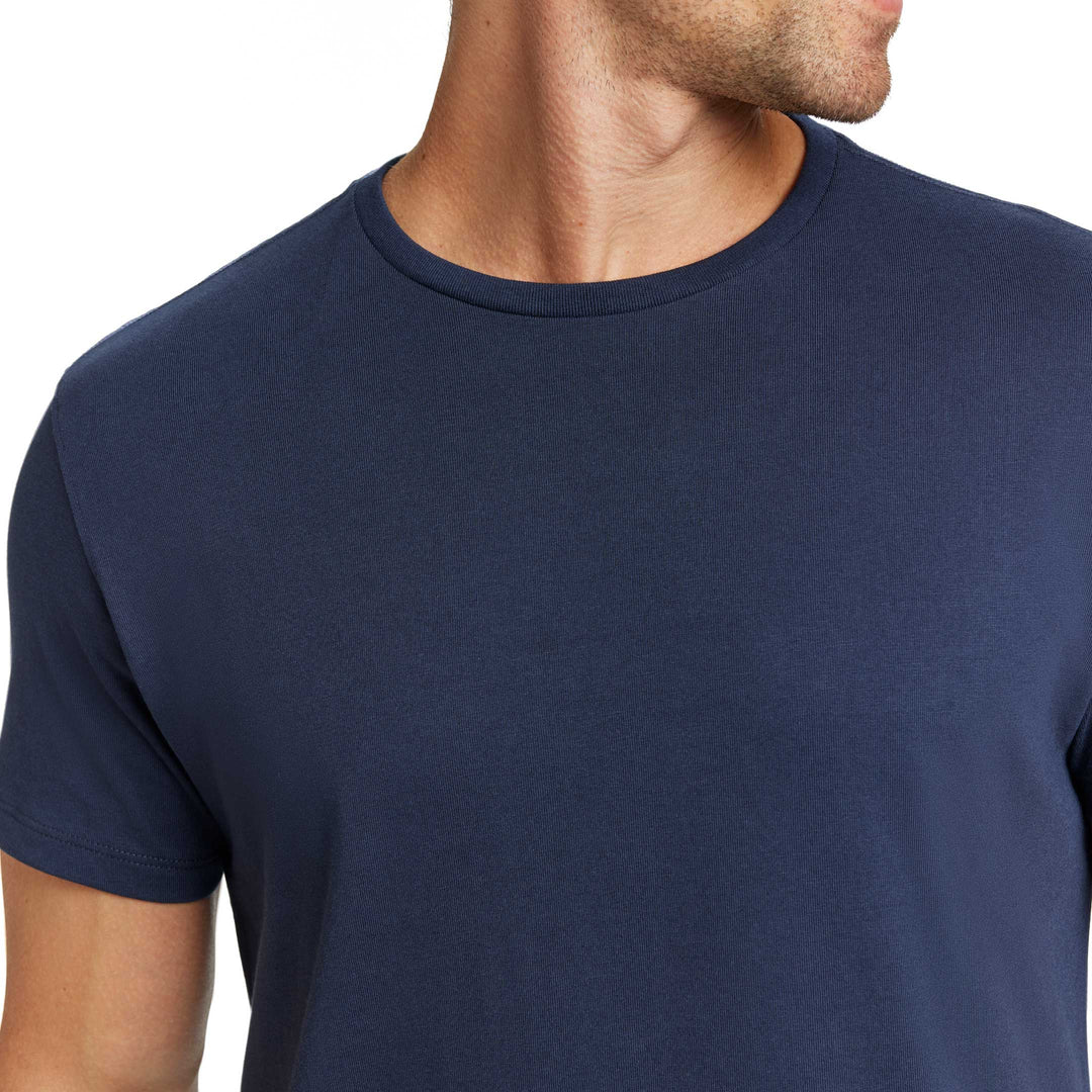 Ash & Erie True Navy Pima Cotton Crew Neck T-Shirt for Short Men   Short Sleeve Premium Tee