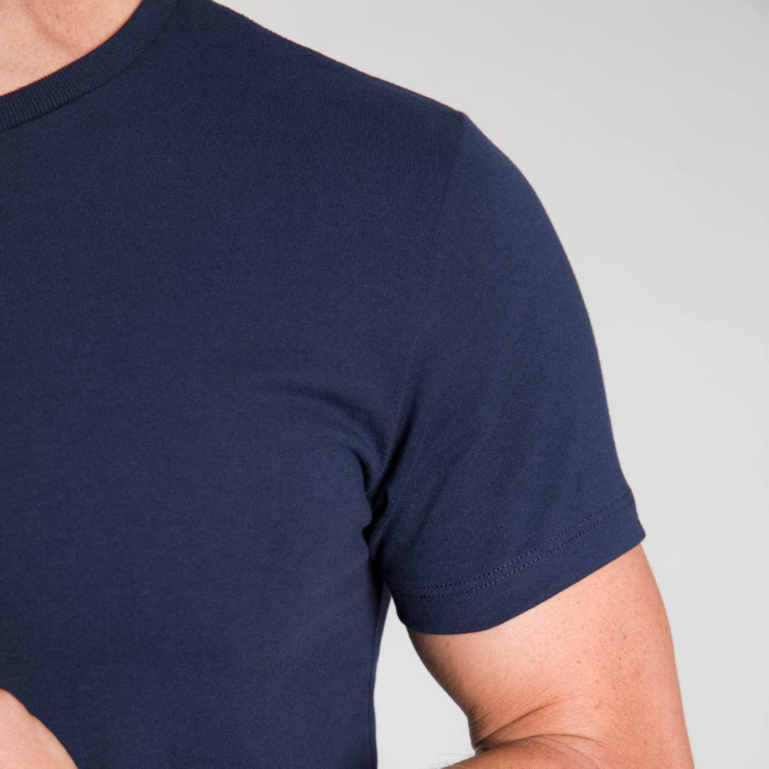 Ash & Erie True Navy Pima Cotton Crew Neck T-Shirt for Short Men   Short Sleeve Premium Tee