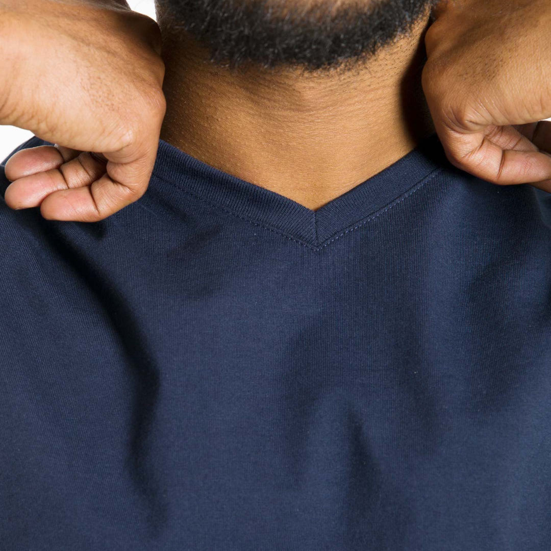 Ash & Erie True Navy Pima Cotton V Neck T-Shirt for Short Men   Short Sleeve Premium Tee