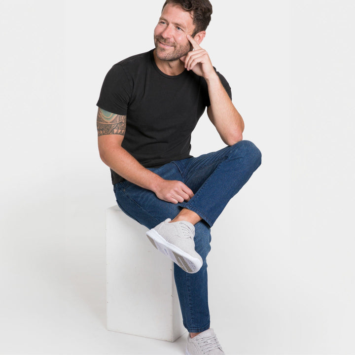 Ash & Erie Washed Black Pima Cotton Crew Neck T-Shirt for Short Men   Short Sleeve Premium Tee