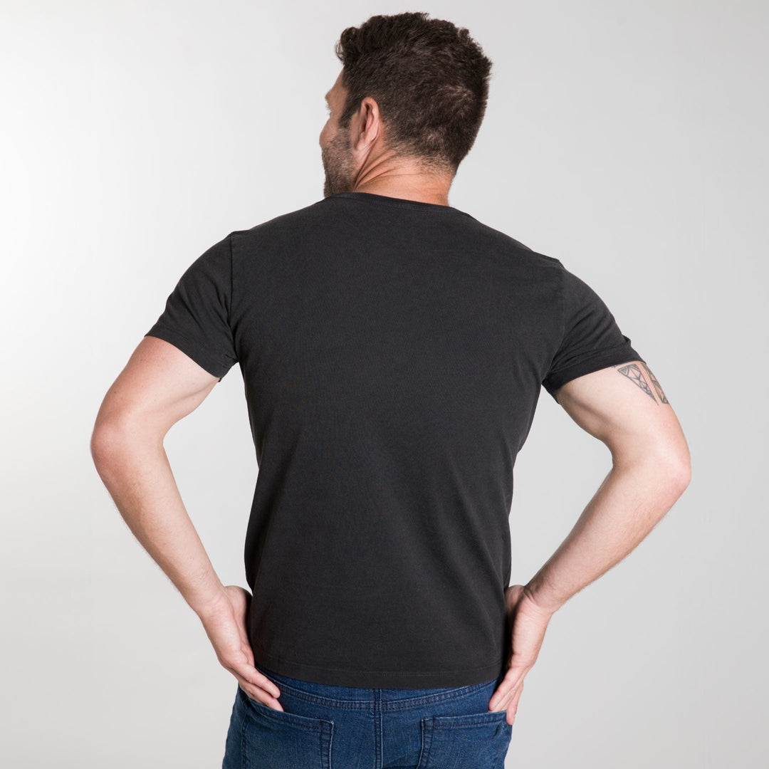 Ash & Erie Washed Black Pima Cotton Crew Neck T-Shirt for Short Men   Short Sleeve Premium Tee