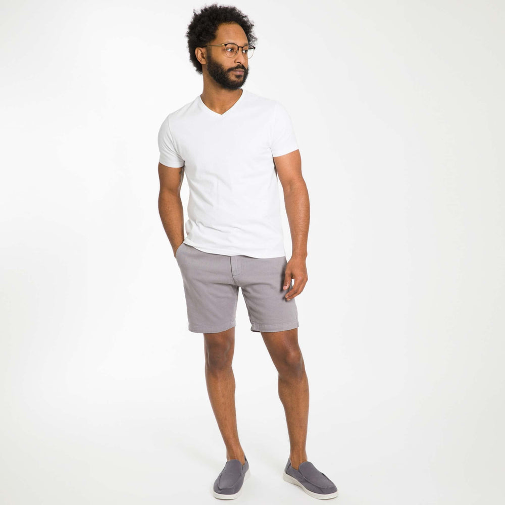 Ash & Erie White Pima Cotton V Neck T-Shirt for Short Men   Short Sleeve Premium Tee