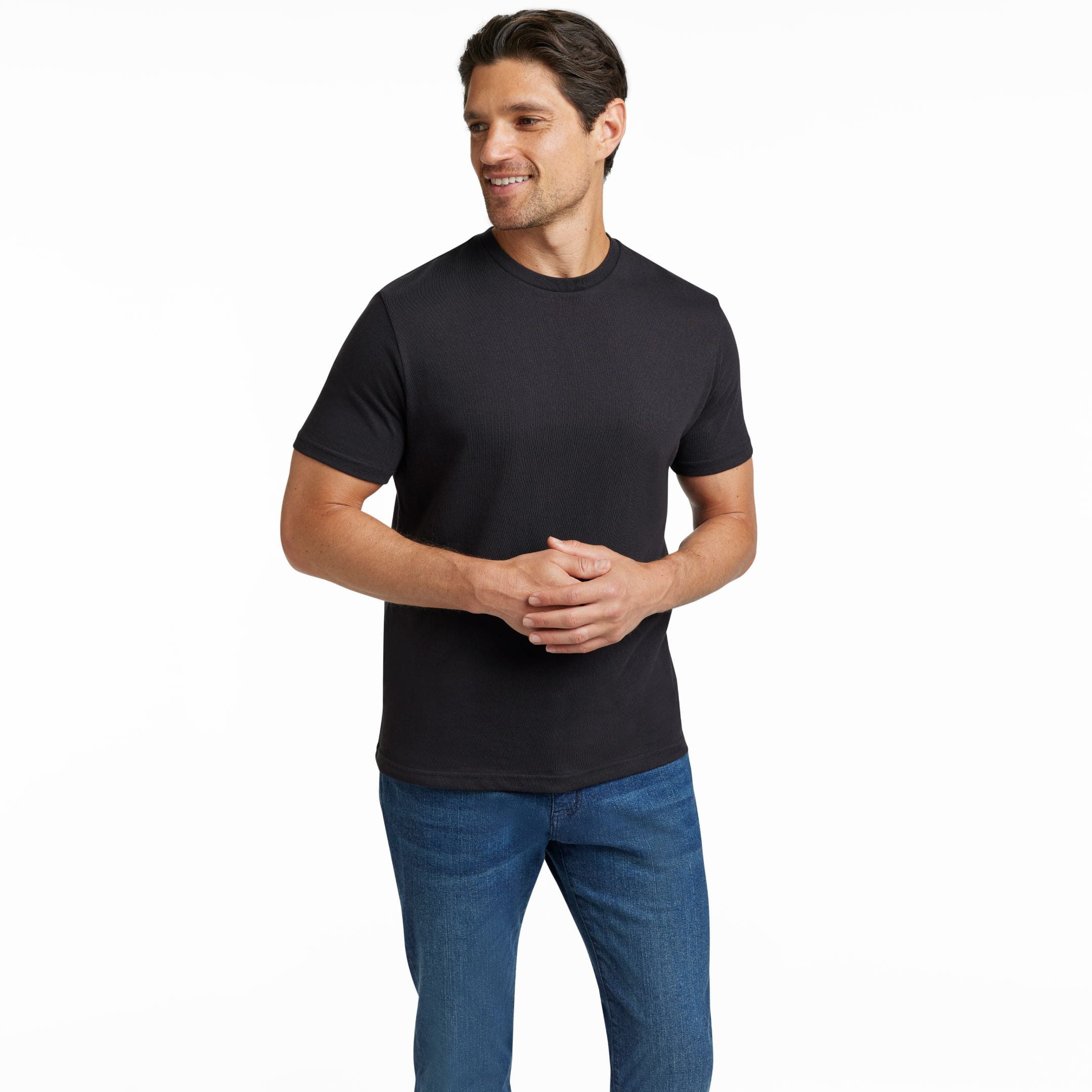 Ash & Erie Black Crew Neck T-Shirt for Short Men   Short Sleeve Tee