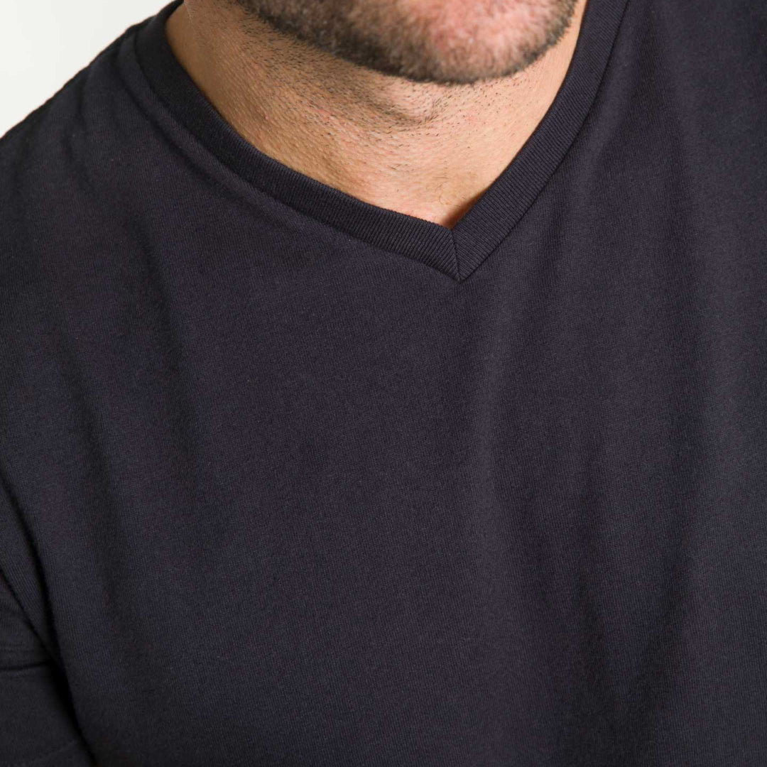 Ash & Erie Black V-Crew T-Shirt for Short Men   Short Sleeve Tee