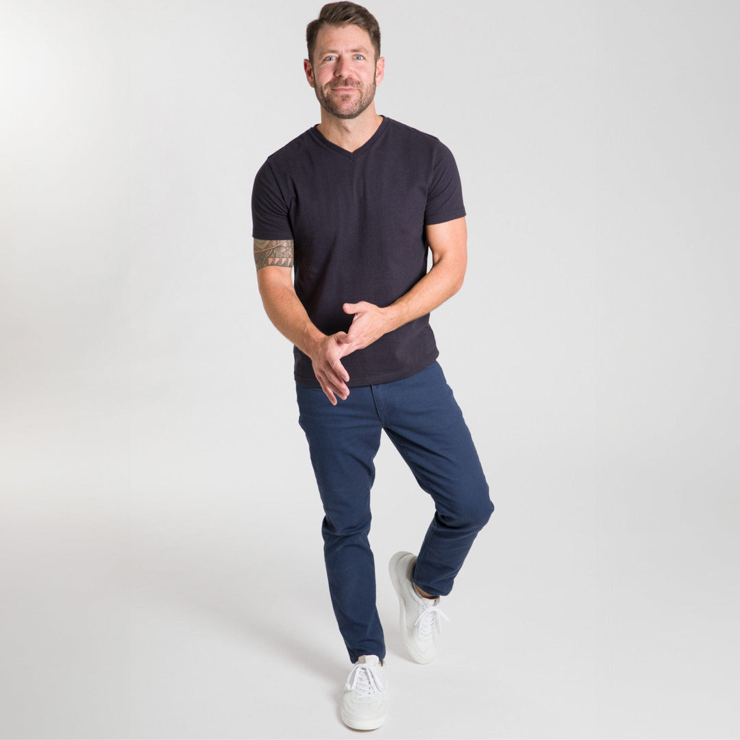 Ash & Erie Black V-Crew T-Shirt for Short Men   Short Sleeve Tee