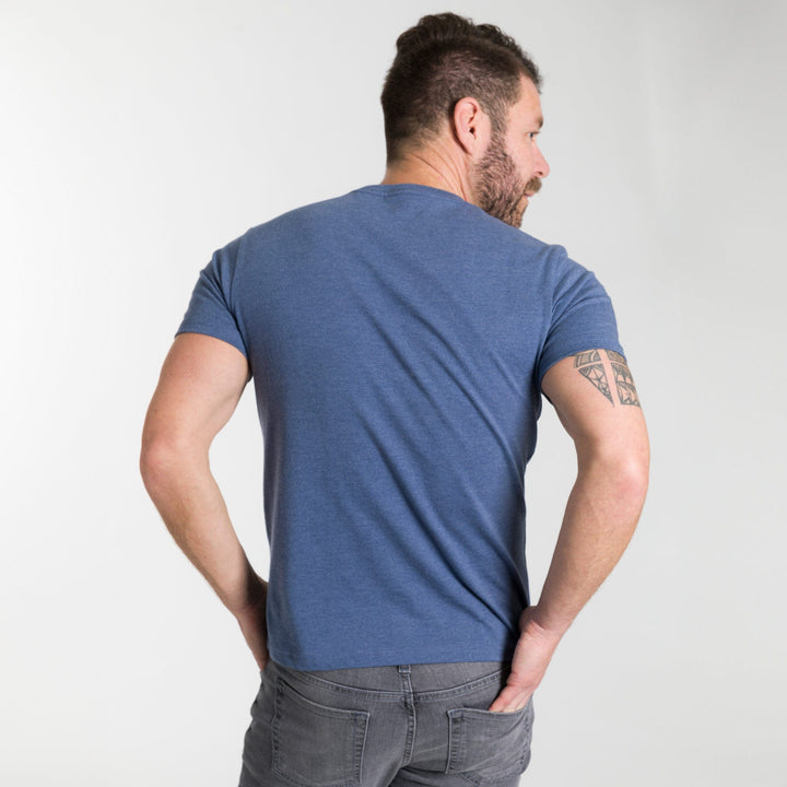 Ash & Erie Heather Blue Crew Neck T-Shirt for Short Men   Short Sleeve Tee