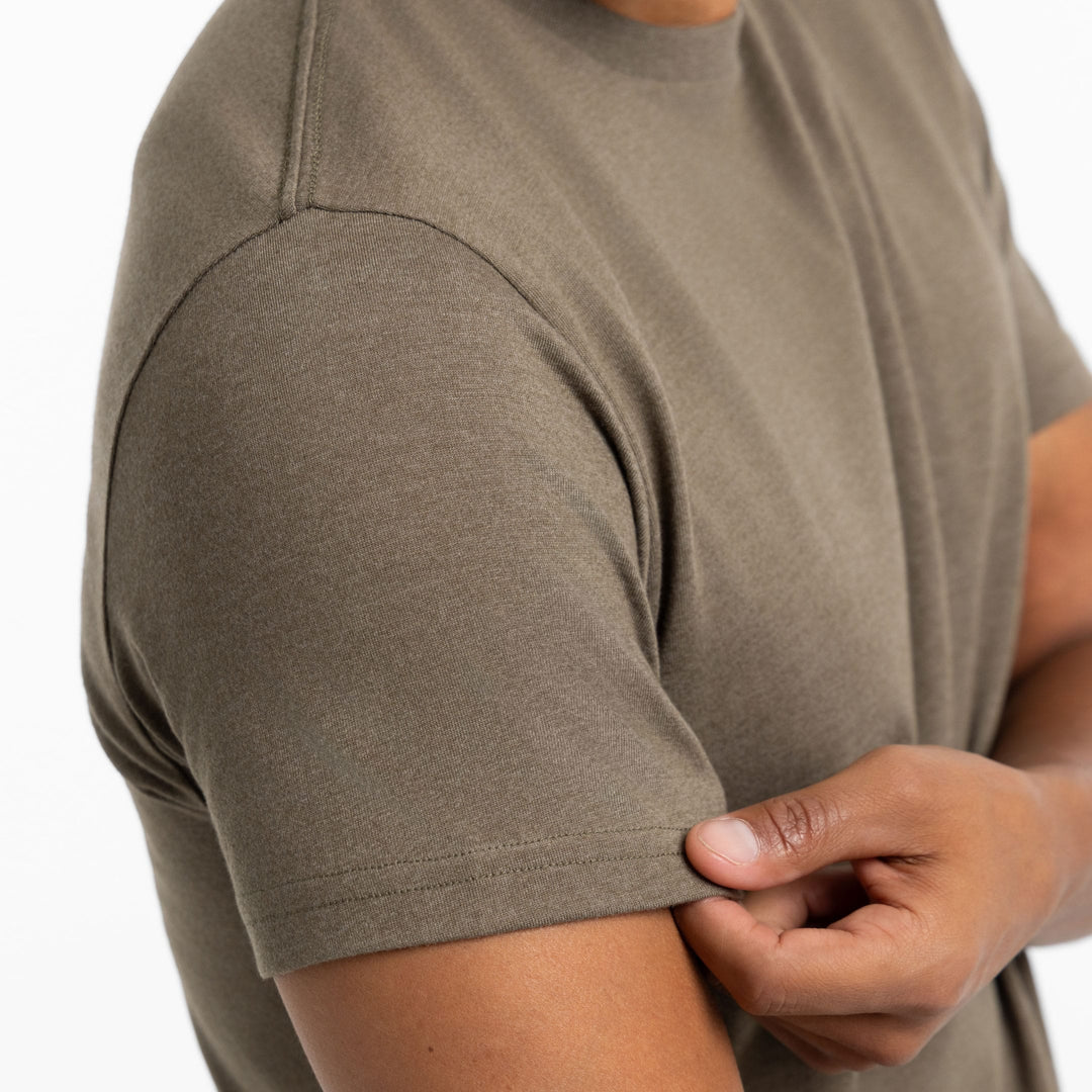 Ash & Erie Heather Brown Crew Neck T-Shirt for Short Men   Short Sleeve Tee