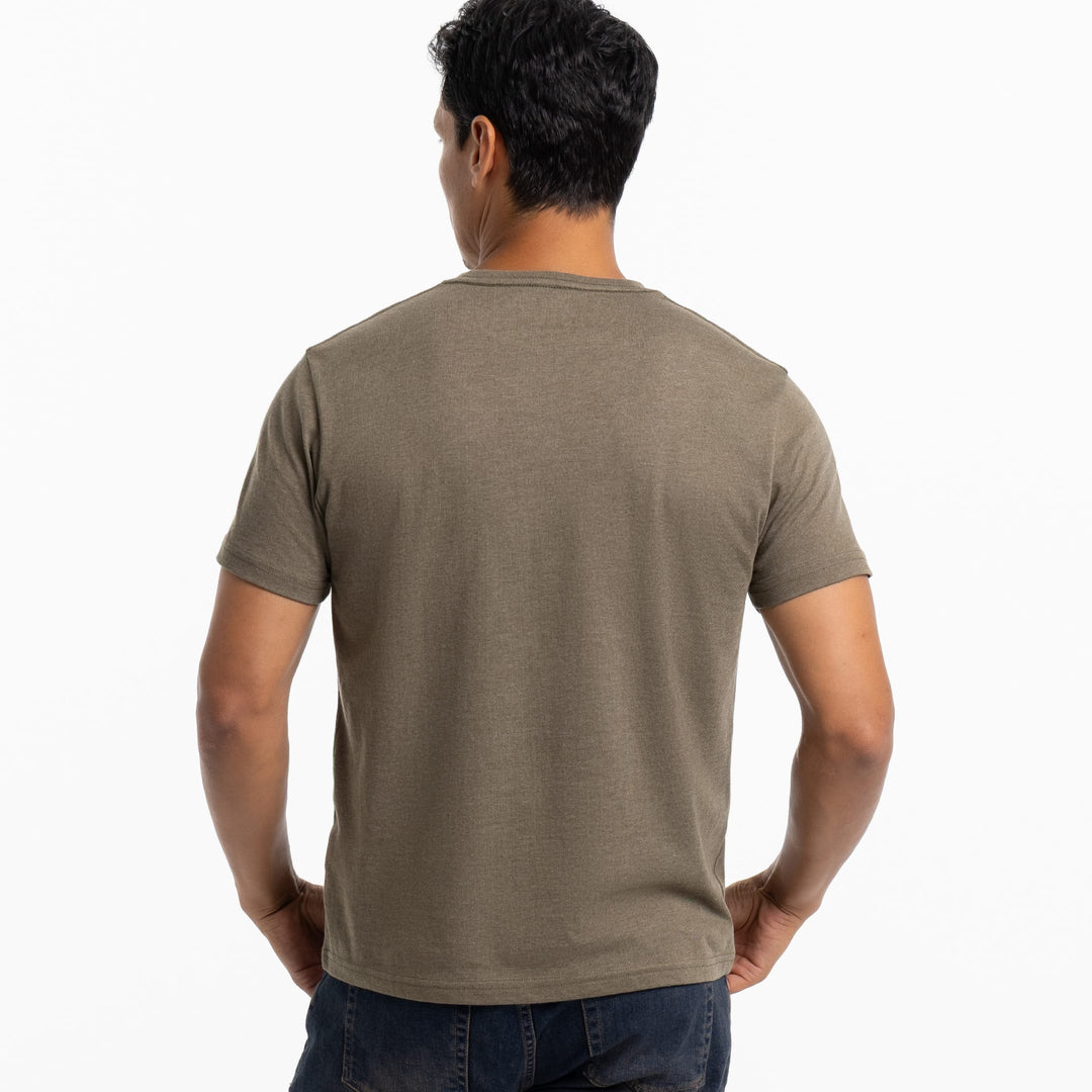 Ash & Erie Heather Brown Crew Neck T-Shirt for Short Men   Short Sleeve Tee