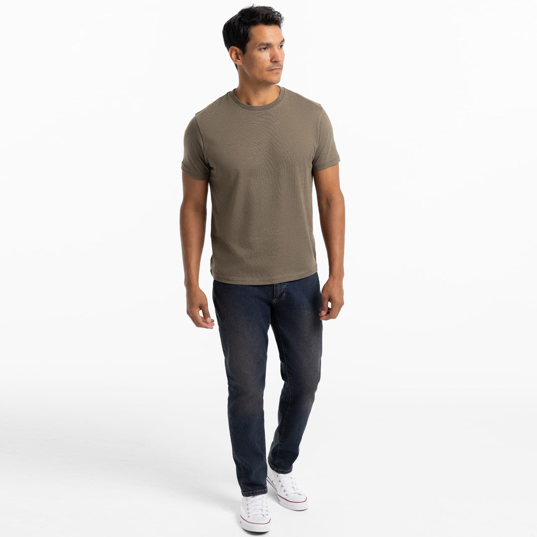 Ash & Erie Heather Brown Crew Neck T-Shirt for Short Men   Short Sleeve Tee
