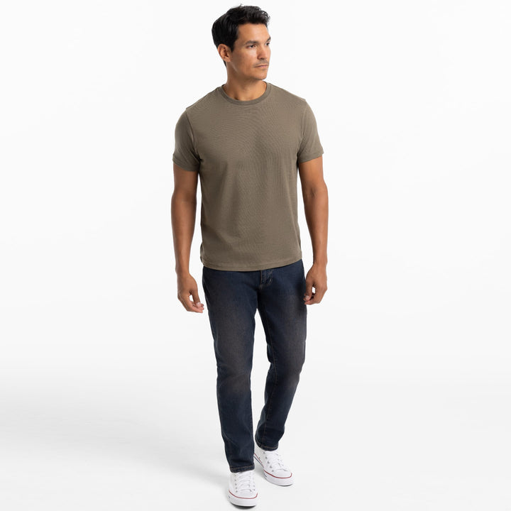 Ash & Erie Heather Brown Crew Neck T-Shirt for Short Men   Short Sleeve Tee