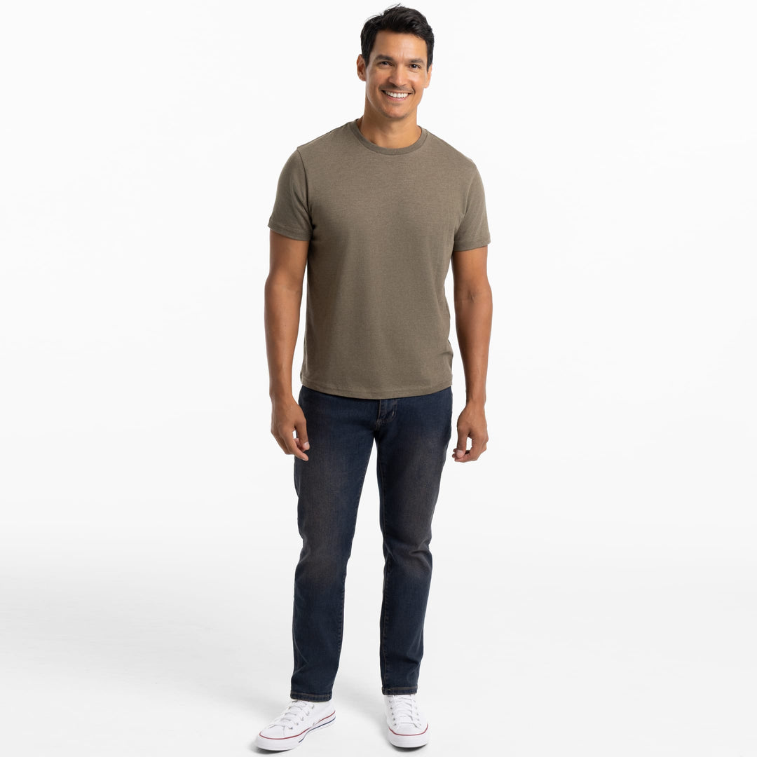 Ash & Erie Heather Brown Crew Neck T-Shirt for Short Men   Short Sleeve Tee