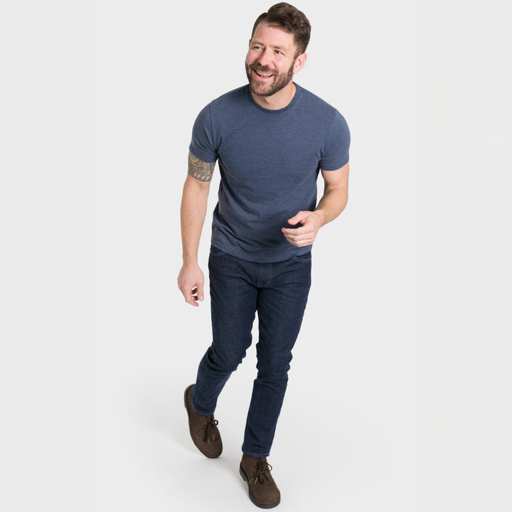 Ash & Erie Heather Dark Navy Neck T-Shirt for Short Men   Short Sleeve Tee