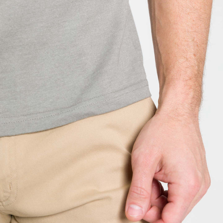 Ash & Erie Heather Light Grey Neck T-Shirt for Short Men   Short Sleeve Tee