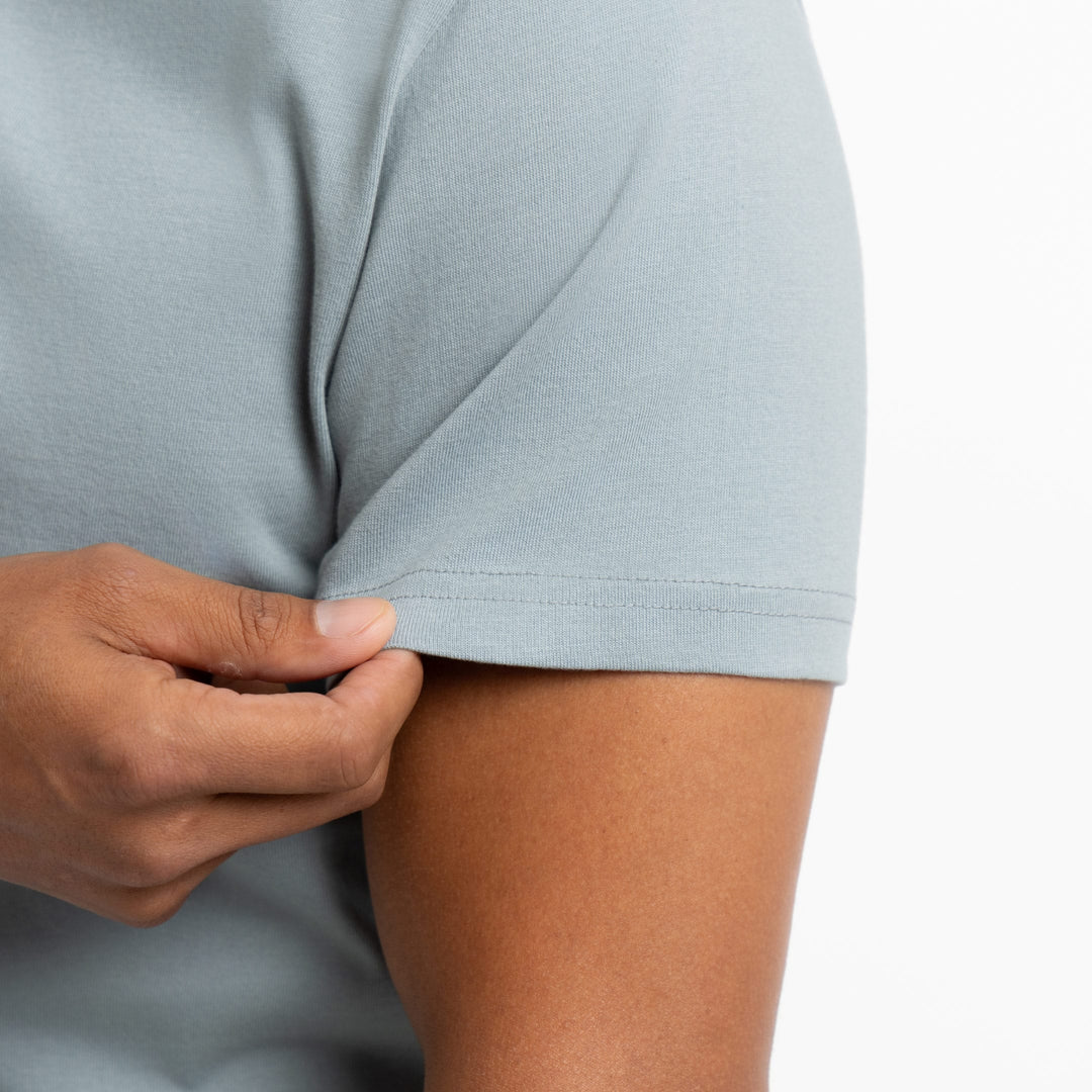 Ash & Erie Muted Blue Crew Neck T-Shirt for Short Men   Short Sleeve Tee