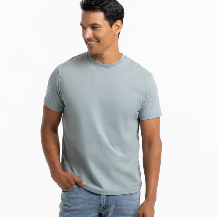 Ash & Erie Muted Blue Crew Neck T-Shirt for Short Men   Short Sleeve Tee