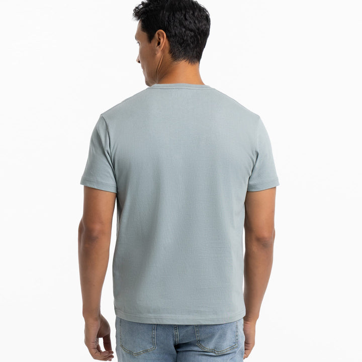 Ash & Erie Muted Blue Crew Neck T-Shirt for Short Men   Short Sleeve Tee
