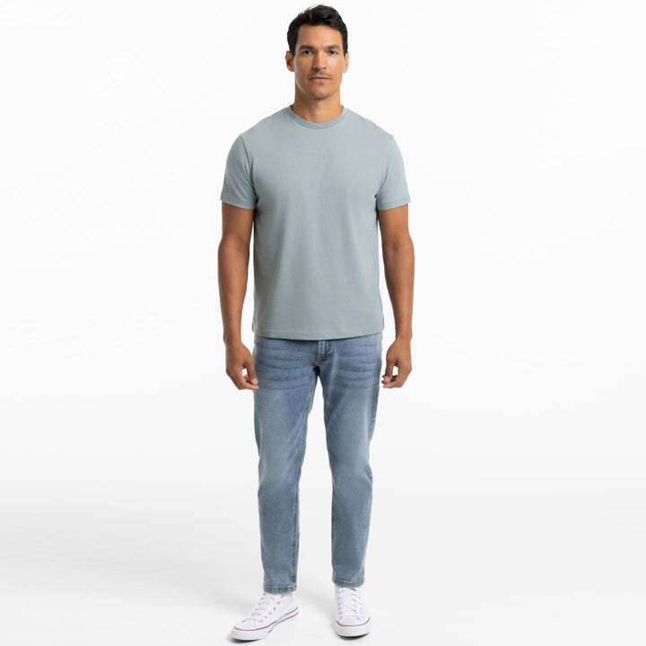 Ash & Erie Muted Blue Crew Neck T-Shirt for Short Men   Short Sleeve Tee