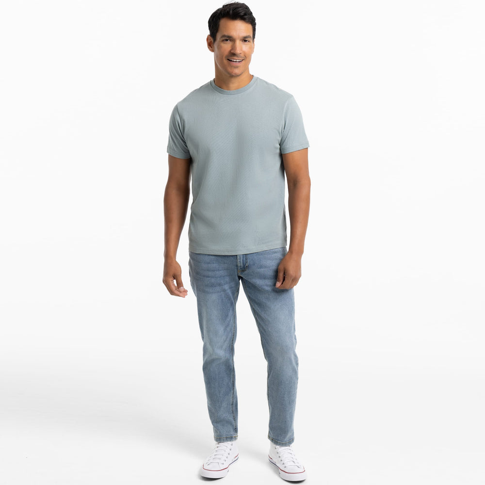 Ash & Erie Muted Blue Crew Neck T-Shirt for Short Men   Short Sleeve Tee