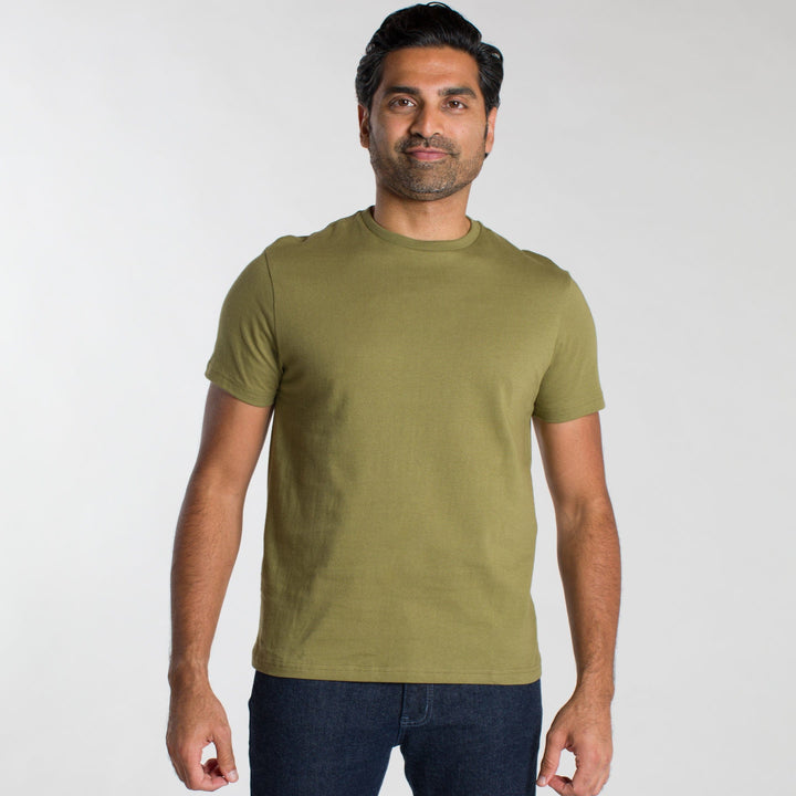 Ash & Erie Olive Crew Neck T-Shirt for Short Men   Short Sleeve Tee