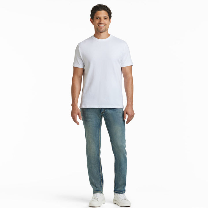 Ash & Erie White Crew Neck T-Shirt for Short Men   Short Sleeve Tee