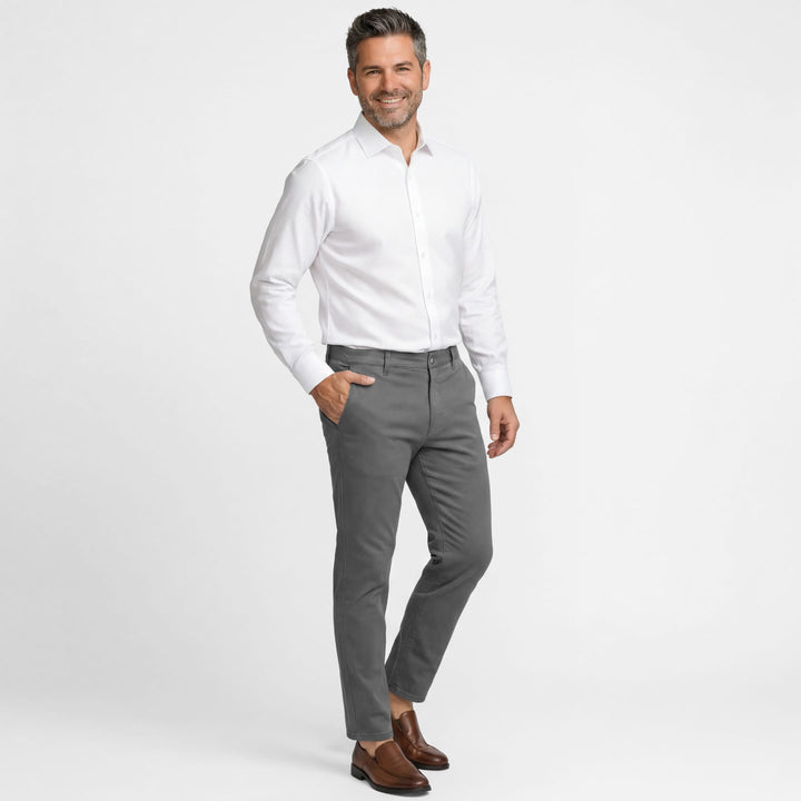 Ash & Erie Smoke Grey Lightweight Signature Chinos for Short Men   Signature Chino Pants