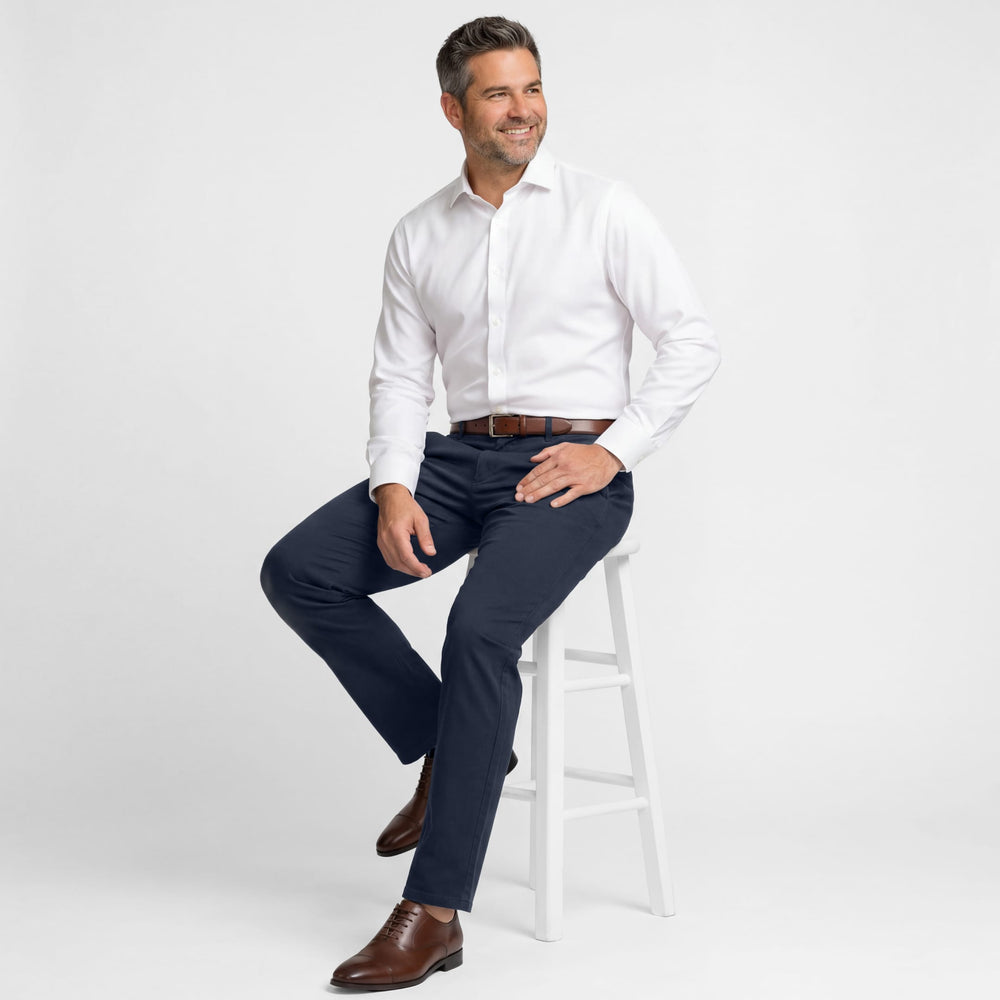 Ash & Erie Straight Fit Navy Signature Chinos for Short Men   Signature Straight Fit Chino
