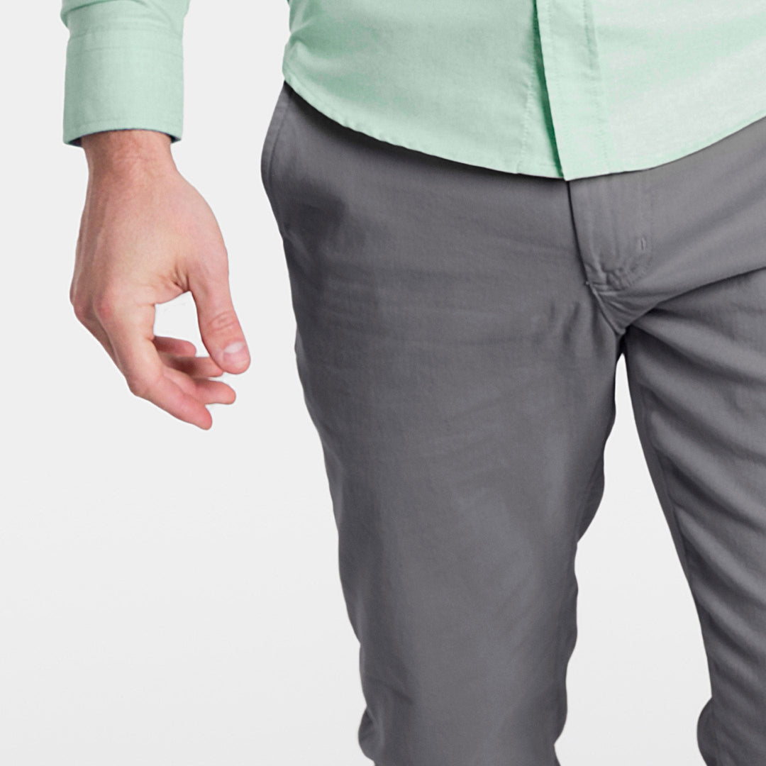 Ash & Erie Straight Fit Charcoal Washed Stretch Chino for Short Men   Standard Fit Chino